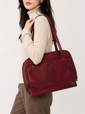 Ellington Red Pebbled Leather Travel Tote Briefcase Handbag